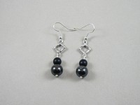 Boucles d'oreilles perles hématites et connecteur carré