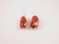 Boucles d'oreilles perles céramiques rouges