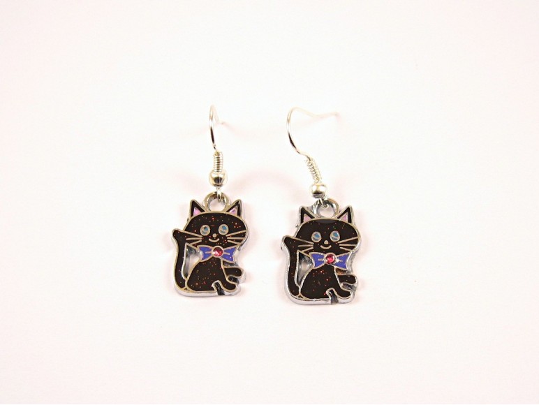 Boucles d’oreilles chat noir 925 argent Sterling chat boucles Boucles d’oreilles chat noir 925 argent Sterling chat boucles