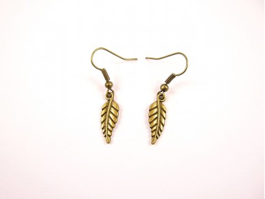 Boucles d'oreilles feuilles couleur bronze