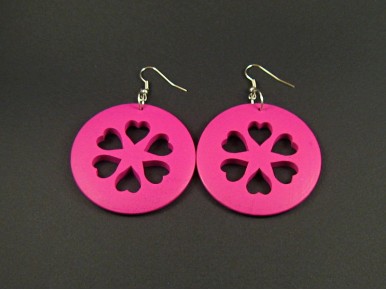 Boucles d'oreilles XXL en bois couleur fuchsia