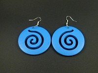 Boucles d'oreilles en bois couleur bleu