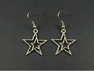 Boucles d'oreille fantaisie double étoile