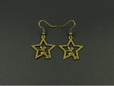 Boucles d’oreilles fantaisie couleur bronze fée clochette sur une étoile