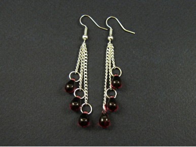 Boucles d'oreilles avec perles de verre en forme de gouttes