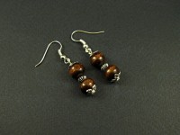 Boucles d'oreilles double perles en bois