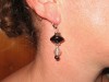 Boucles d'oreille perle de verre cage métallique et hématite