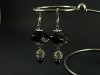 Boucles d'oreille perle de verre cage métallique et hématite
