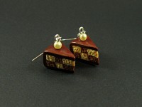 Boucles d'oreille gourmandes part d'entremet damier