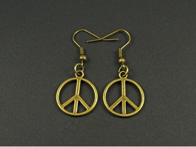 Boucles d'oreilles peace and love couleur bronze