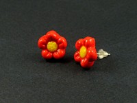 Boucles d'oreilles format puce fleur bicolore