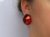 Puces d'oreilles fantaisie demi-sphère en résine gorgée de paillettes rouge ou or