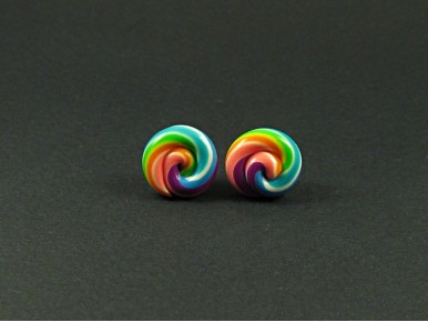 Boucles gourmandes format puce sucre d'orge arc-en-ciel