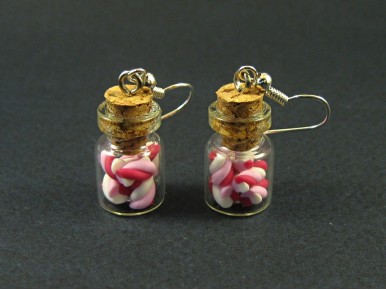 Boucles d'oreilles fioles torsades roses