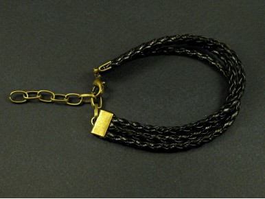Bracelet tressé noir et fermoir bronze