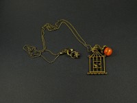 Collier chaine couleur bronze avec pendentif cage