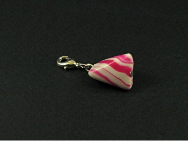 Charm artisanal berlingot blanc et fuchsia