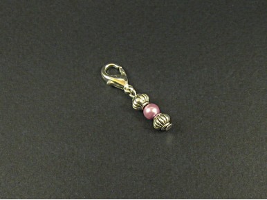 Charm fantaisie triple perles rose