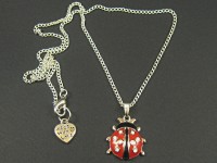 Collier coccinelle émaillée en métal fantaisie argenté