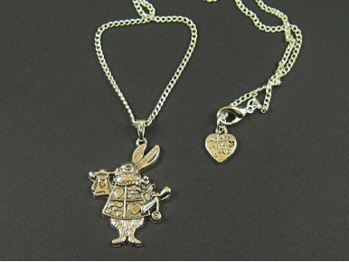 Collier fantaisie argenté lapin d'Alice