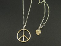 Collier fantaisie argenté brillant 'Peace and Love'