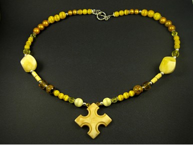 Collier perles jaunes