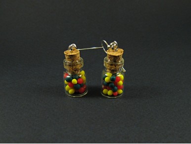 Boucles d'oreilles mini bocal multicolore