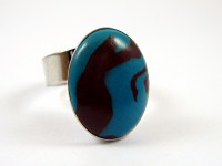 Bague sertie aspect turquoise